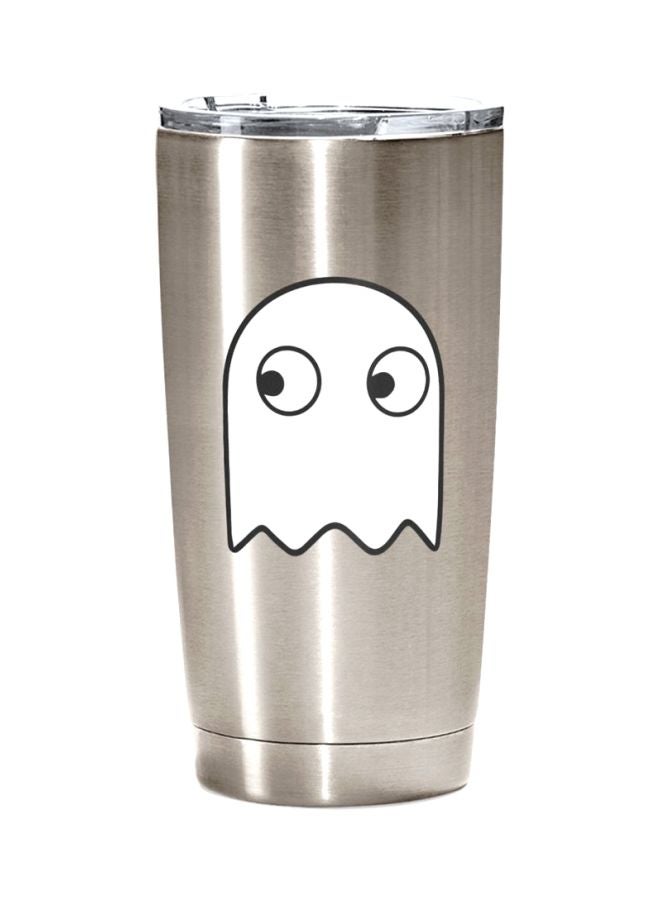 LOUD UNIVERSE Pacman Ghost Printed Stainless Steel Tumbler With Lid Pacman Ghost Silver 