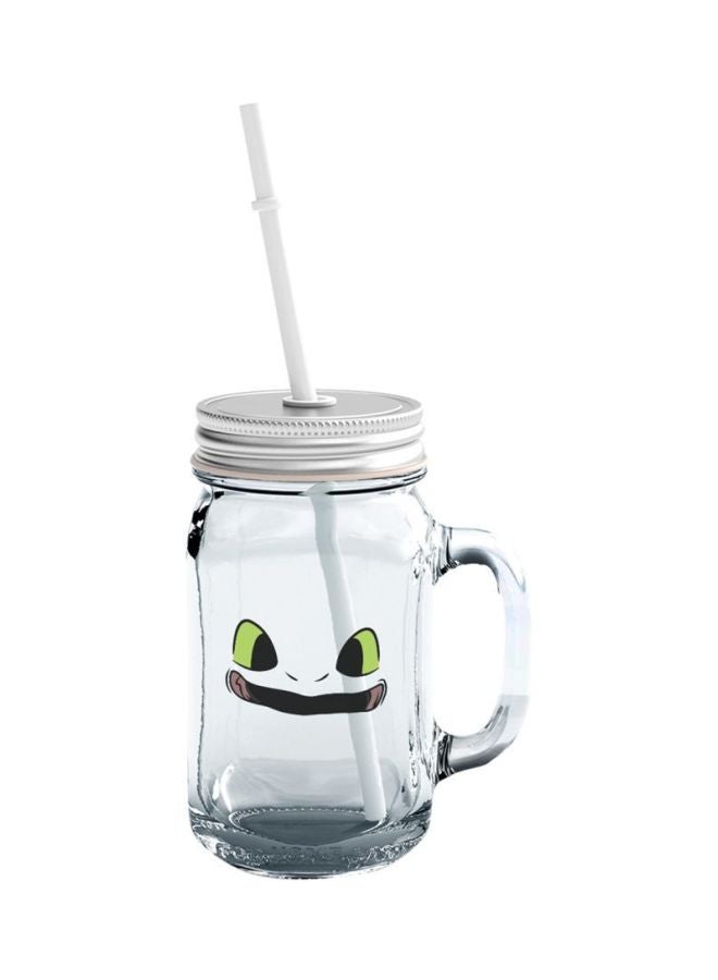 LOUD UNIVERSE Mortal Combat Printed Mason Jar With Lid And Straw Clear/Silver 10x8x8cm  - Image 1