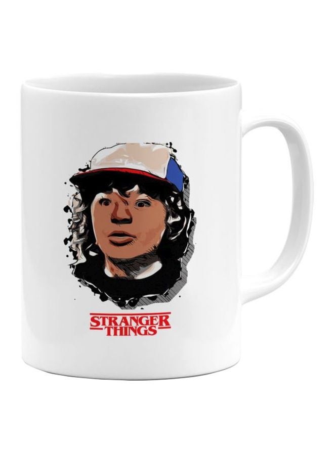 LOUD UNIVERSE Dustin Face Printed Ceramic Coffee Mug White/Black/Brown 