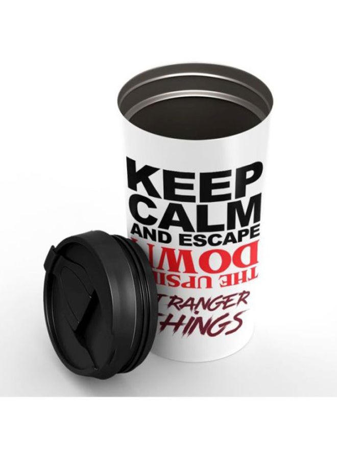 LOUD UNIVERSE Keep Calm Upside Down Printed Stainless Steel Tumbler With Lid White/Black/Red  - Image 3