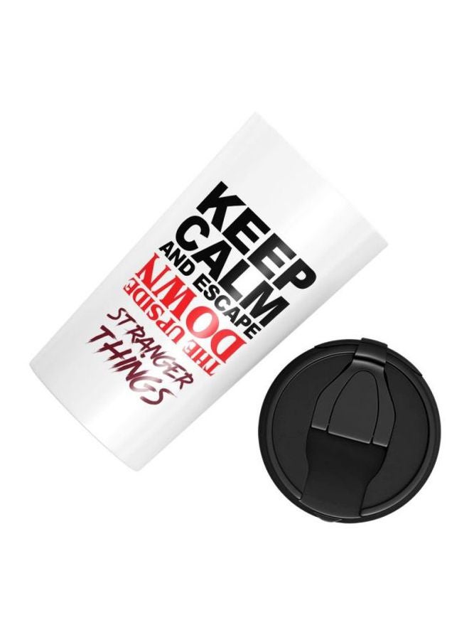 LOUD UNIVERSE Keep Calm Upside Down Printed Stainless Steel Tumbler With Lid White/Black/Red  - Image 2