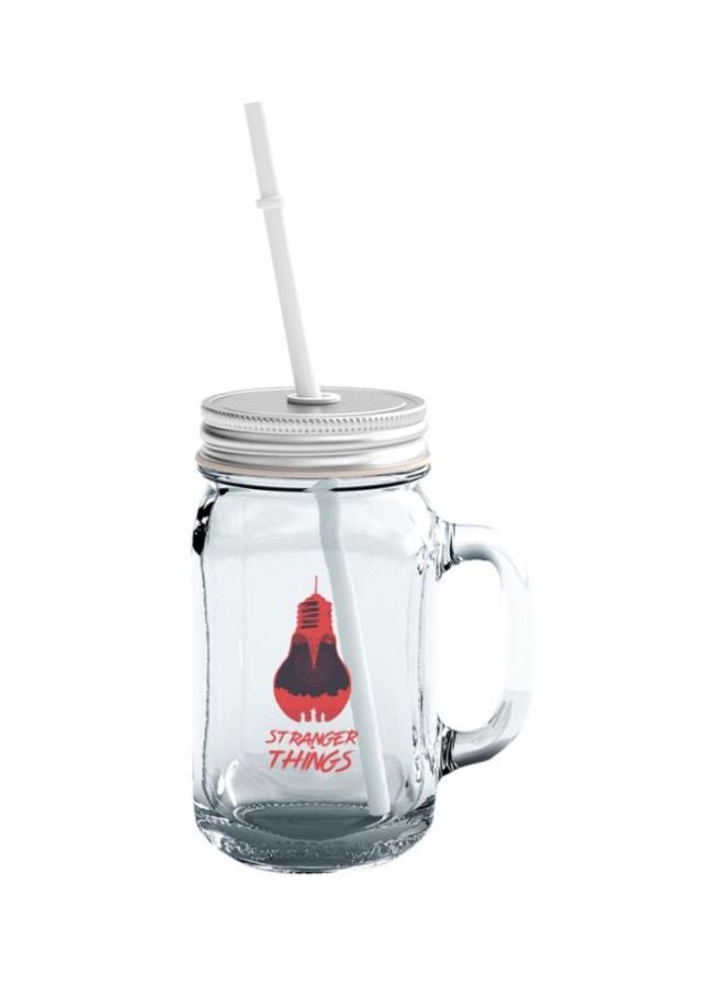 LOUD UNIVERSE Eleven Stranger Things Printed Jar Mug With Lid And Straw Clear/Silver - Image 1