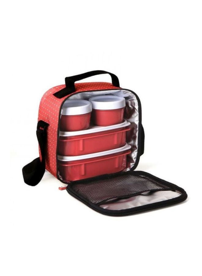 TATAY Dot Printed Lunch Box Kit Red 22.5x10x22cm - Image 4
