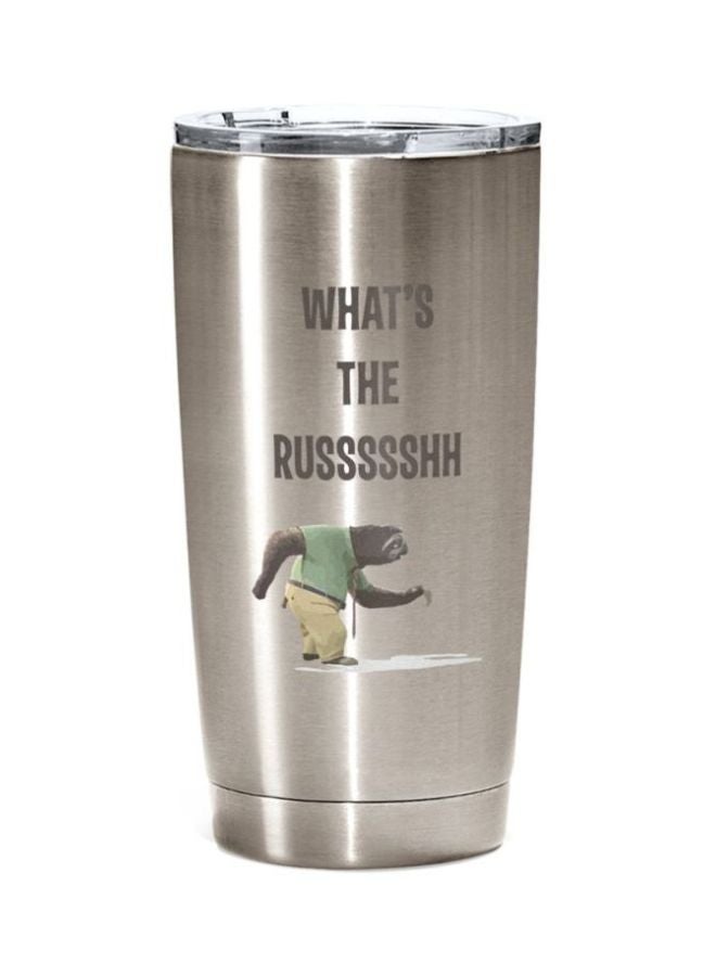 LOUD UNIVERSE What The Russssshhh Printed Tumbler With Lid Silver/Green/Beige 