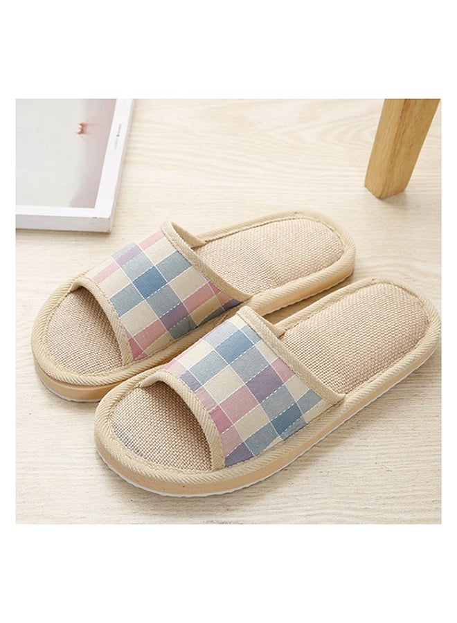 Plaid Printed Non-Slip Flat Slides Multicolour  - Image 2
