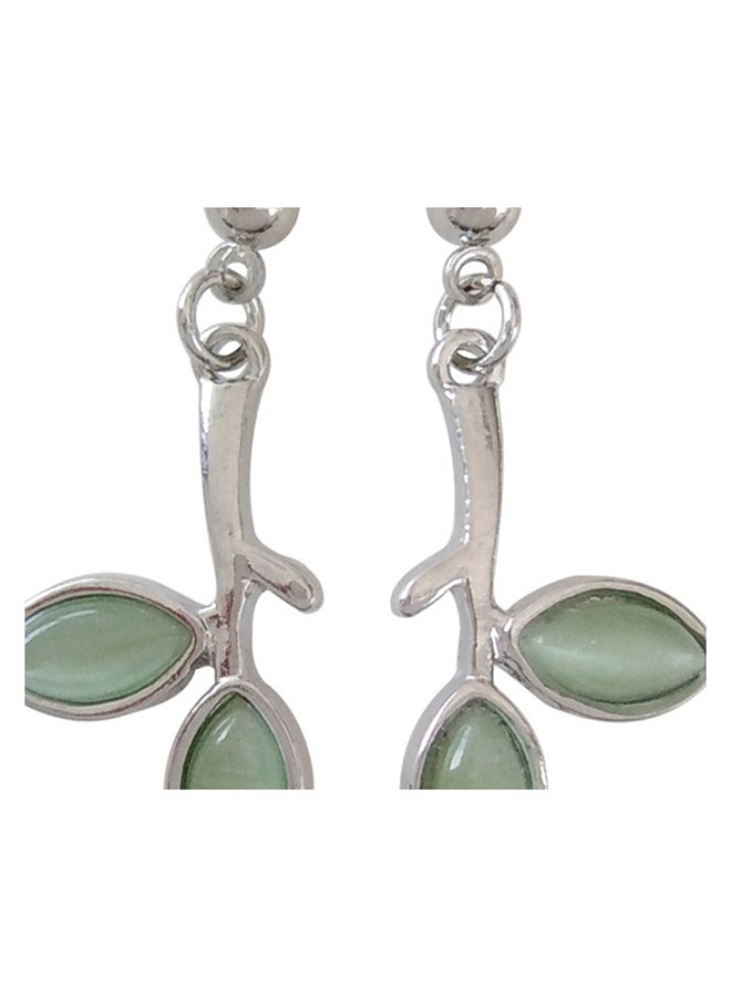 J&J 925 Sterling Silver Leaf Design Earrings 