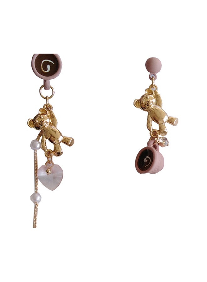 J&J 925 Sterling Silver Bear Coffee Design Earrings 