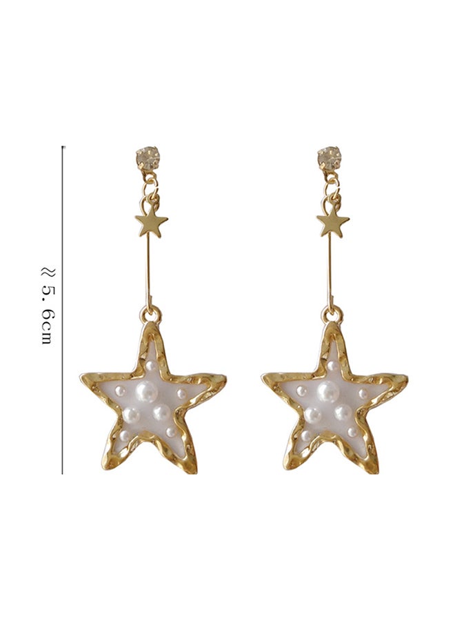 925 Sterling Silver Stone Studded Star Charm Earrings