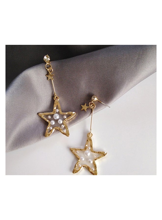 925 Sterling Silver Stone Studded Star Charm Earrings