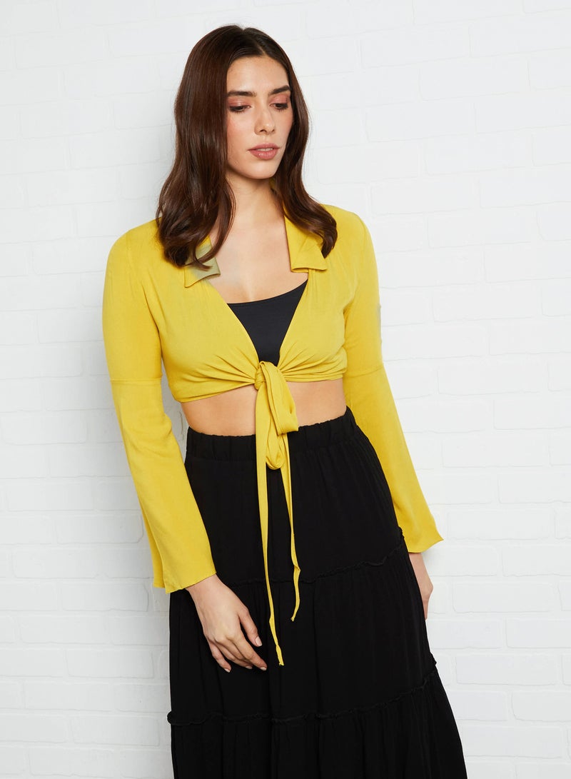 Tie Front Crop Top Yellow - v1603736204/N36172991V_1