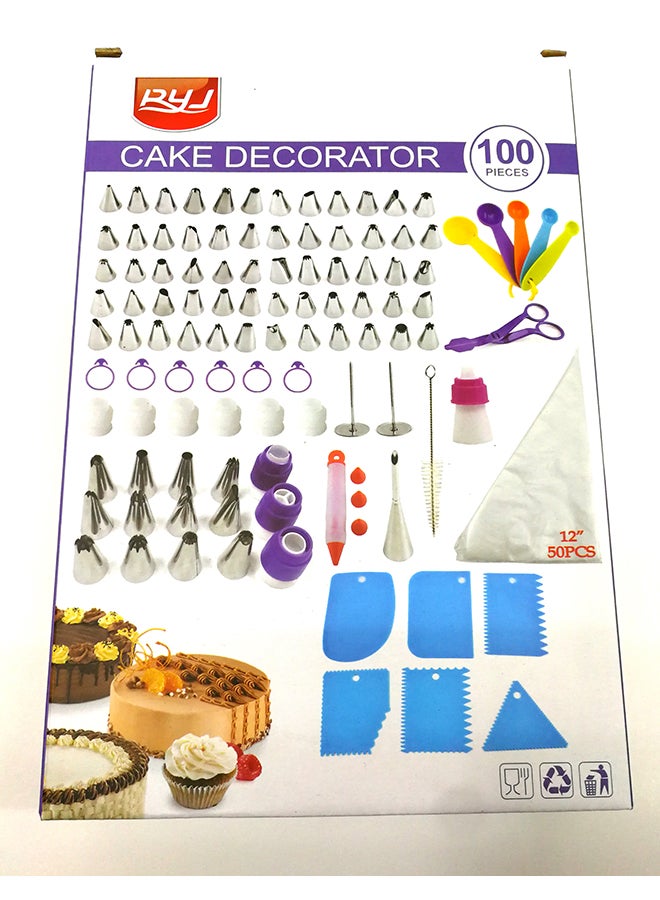 RYJ 100-Piece Cake Decorating Kit Baking & icing Tool Accessories multicolour 30cm - Image 2