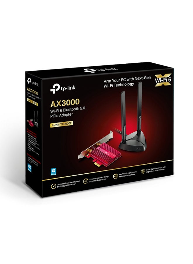 TP-LINK - AX3000 Wi-Fi 6 Bluetooth 5.2 PCIe Adapter Black - Image 1
