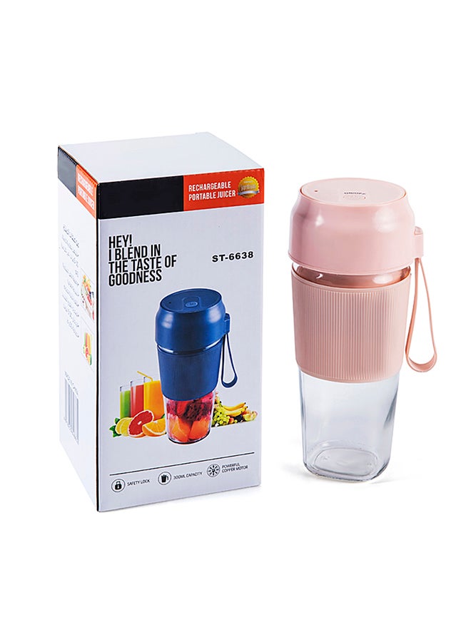 ماركة غير محددة - خلاط كهربائي وكوب عصر محمول 400 ml 50 W ST-6638 الوردي/الشفاف - Image 1