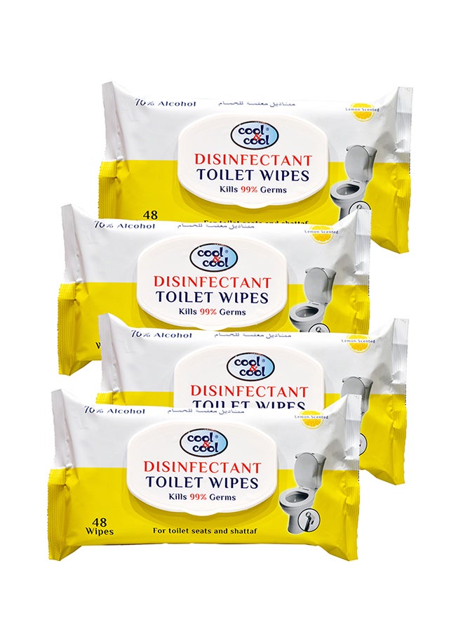 Pack Of 4 Disinfectant Toilet Wipes 48's Yellow - v1603785519/N41349810A_1