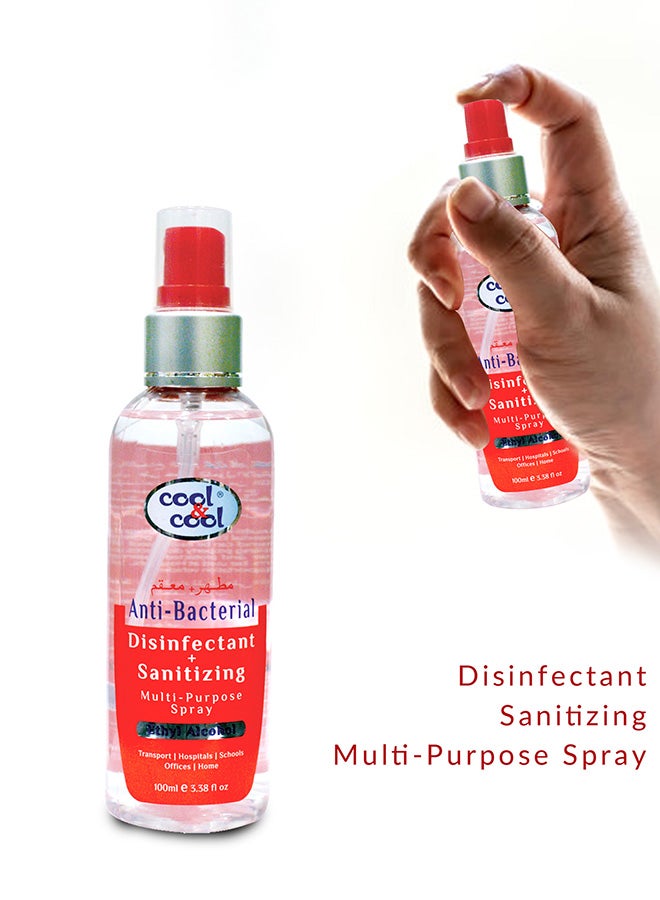 Cool & Cool - Anti Bacterial Disinfectant +Sanitizing Multi Purpose Spray 100ml Pack of 6 Red - Image 1