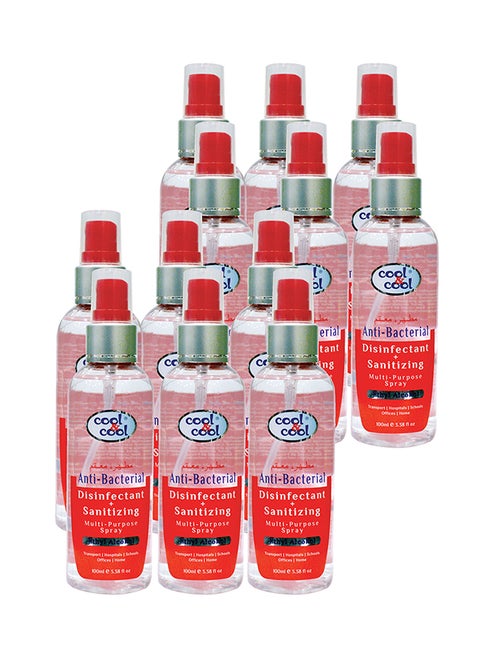 Anti Bacterial Disinfectant +Sanitizing Multi Purpose Spray 100ml Pack of 12 Red