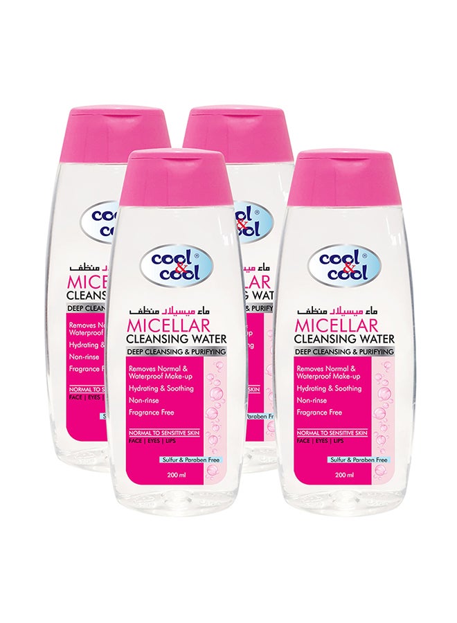 Cool & Cool Micellar Cleansing Water, 200ml x 4 - Image 1