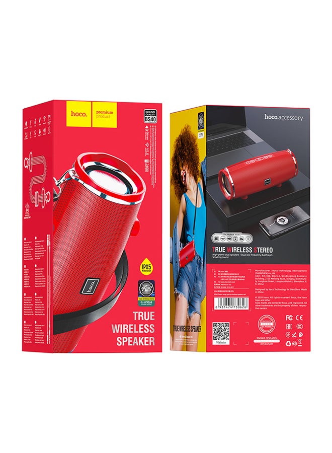 Hoco Desire Song Sports Wireless Speaker Red - Image 3