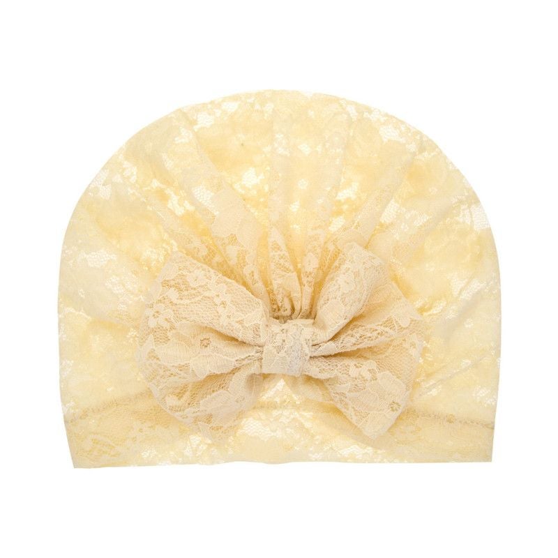 babyqlo Infant Lace Turban with Bow Off White 