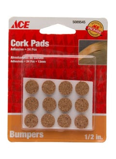 ACE 24-Piece Adhesive Cork Pads Beige 12.7mm 