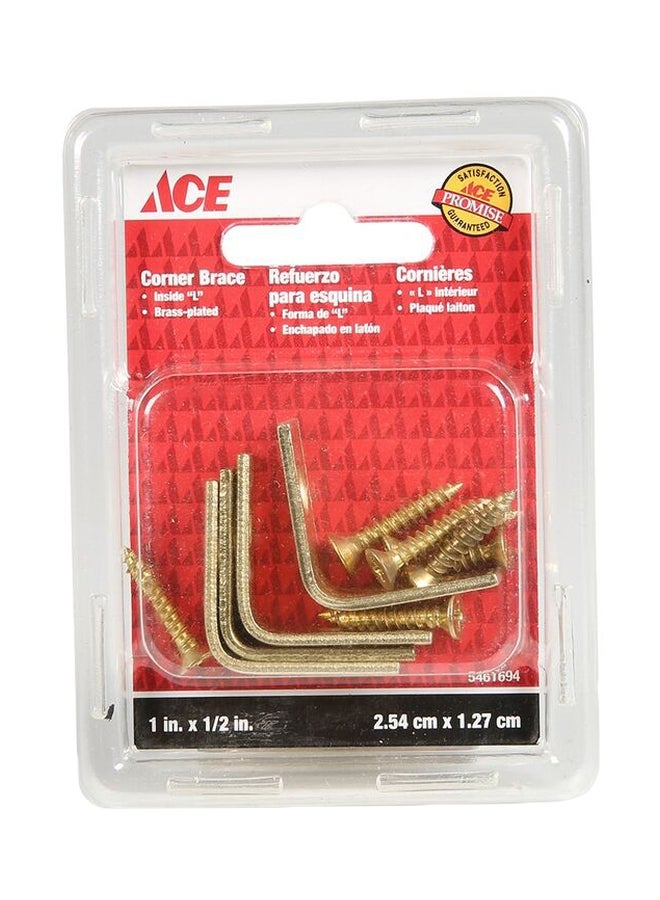 ACE Pack of 4 Corner Brace With Screws Gold 