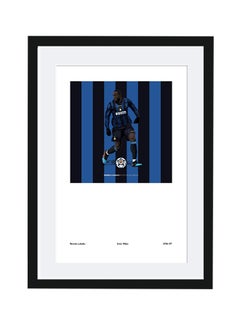 Romelu Lukaku Inter Milan Themed Poster With Frame White/Black/Blue 50x40cm
