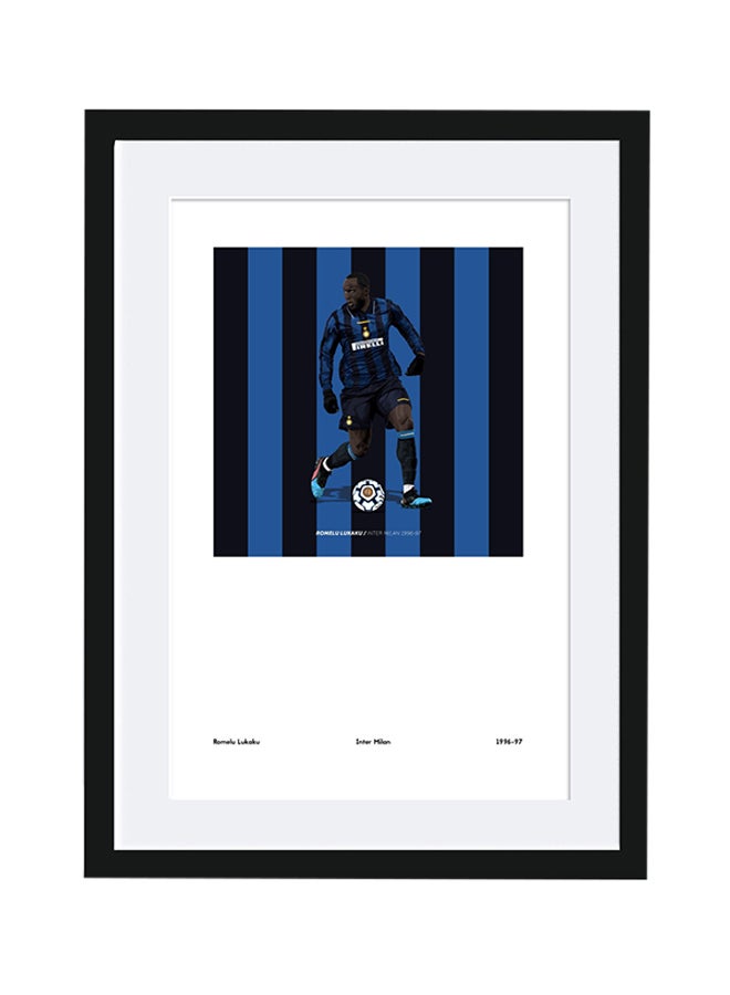 Boomah Accessories - Romelu Lukaku Inter Milan Themed Poster With Frame White/Black/Blue 50x40cm - Image 1