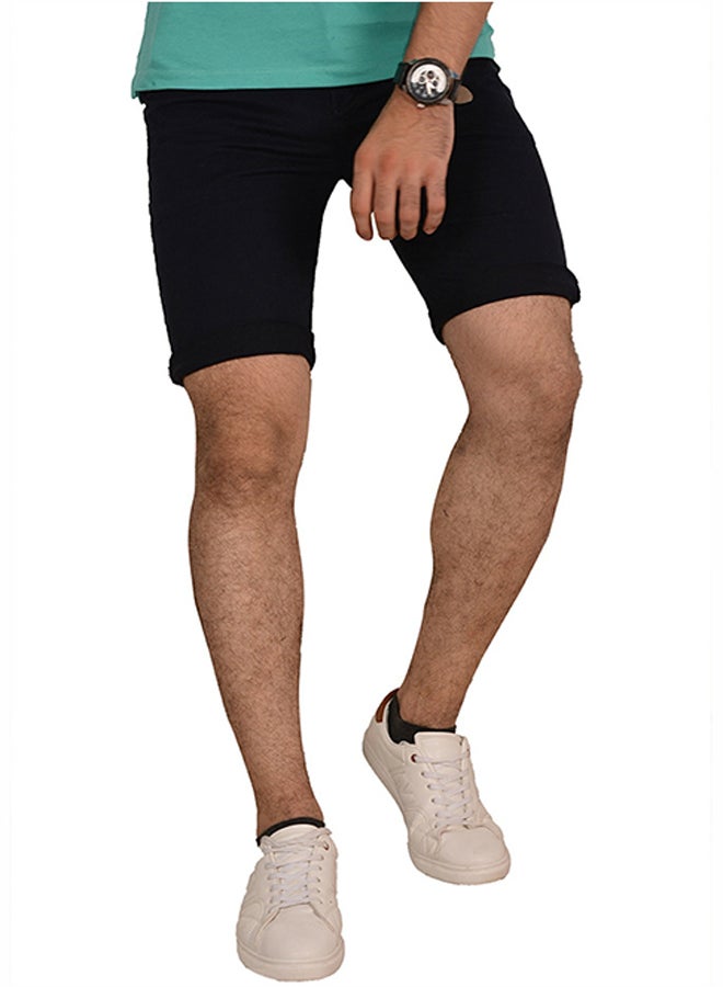 WHITE RABBIT Casual Gabardine Short Navy Blue  - Image 1