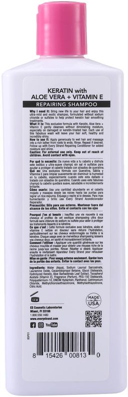Every Strand Keratin Repairing With Aloe Vera And Vitamin E Shampoo 399ml  - Image 2