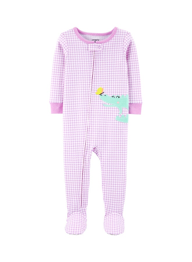 carter's Check Pattern Crocodile Onesies Light Pink 