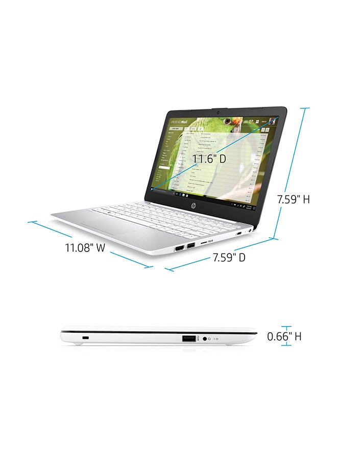 Stream Laptop With 11.6-Inch Display, Celeron Processer/Windows 10/4GB RAM/64GB HDD/Intel UHD Graphics 600 Diamond White
