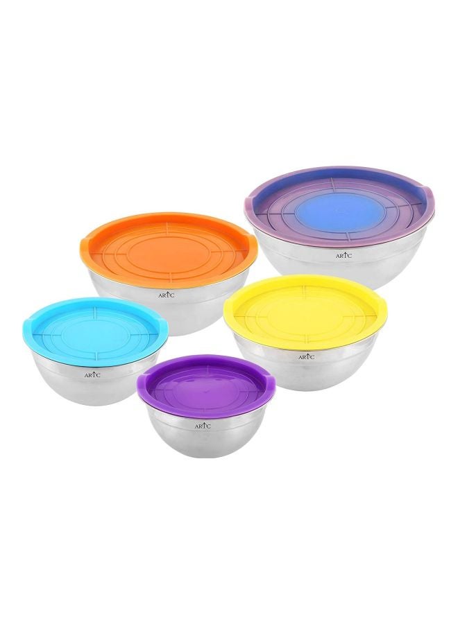 5-Piece Stainless Steel Serving Storage Bowls Set Silver 1x18,1x20,1x22,1x24,1x26cm