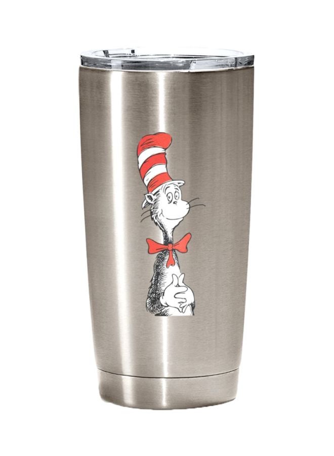 LOUD UNIVERSE Stainless Steel Travel Tumbler With Acrylic Lid Silver/White/Red 