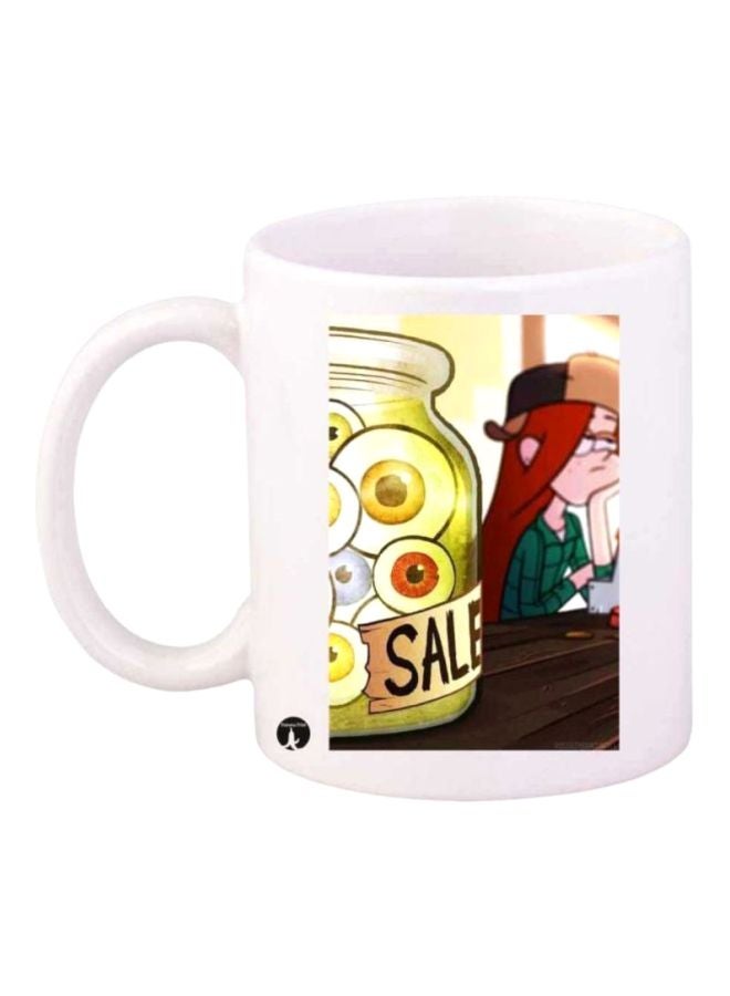 مج مطبوع أبيض/أصفر/أخضر