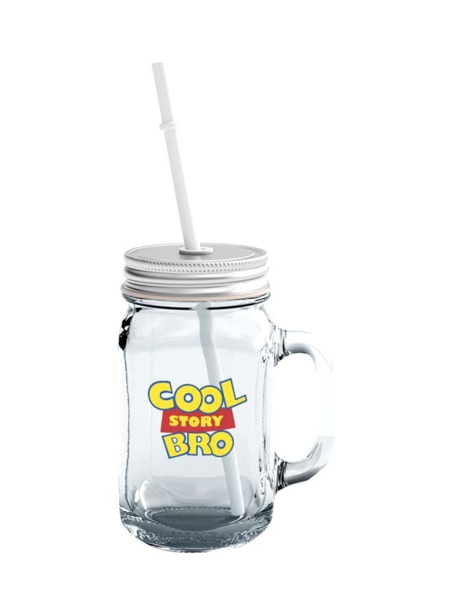 LOUD UNIVERSE Glass Mason Jar With Lid And Straw Clear/Yellow/Red  - Image 1