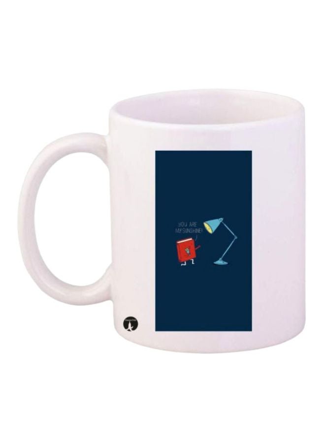 A Lamp And Book Printed Mug White/Blue/Red