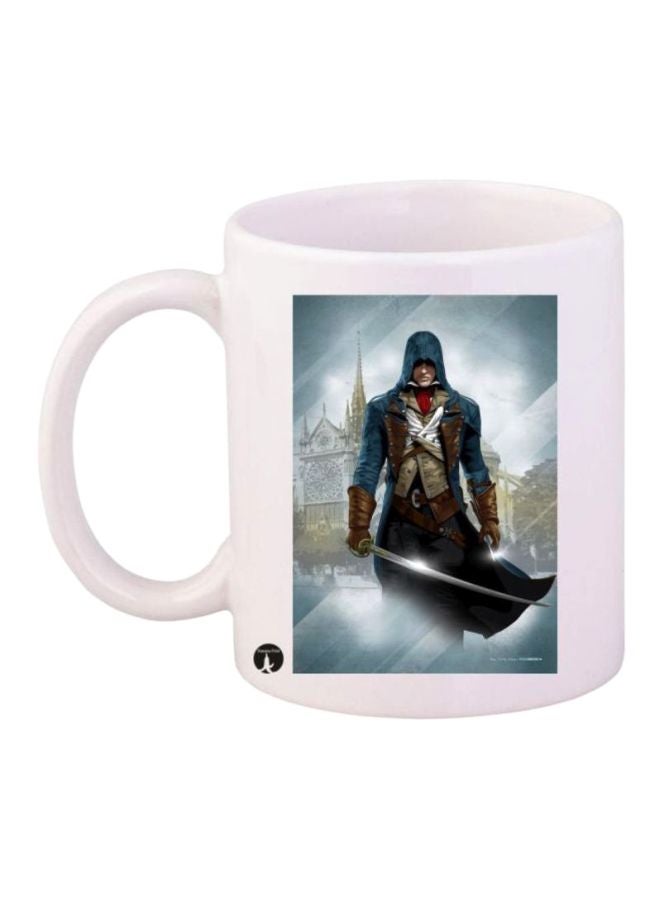 كوب بطباعة تمثل لعبة الفيديو Assassin's Creed أبيض/ أسود/ أزرق
