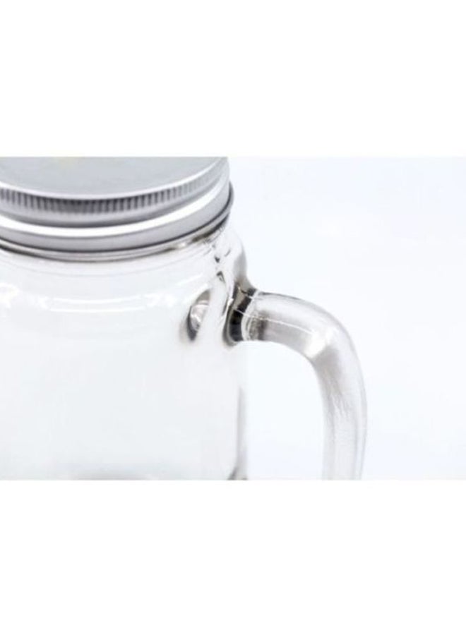 LOUD UNIVERSE Glass Mason Jar With Lid And Straw Clear/Silver/Blue  - Image 2