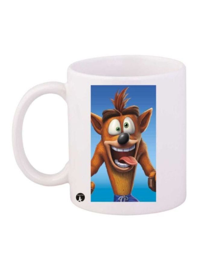 مج بطبعة لعبة فيديو Crash أبيض/أزرق/بني