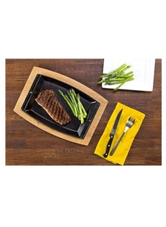 LODGE 2-Piece Chef Tray Set Black/Beige Platter 11.5x7.75, Underliner 13.5x10inch  - Image 2