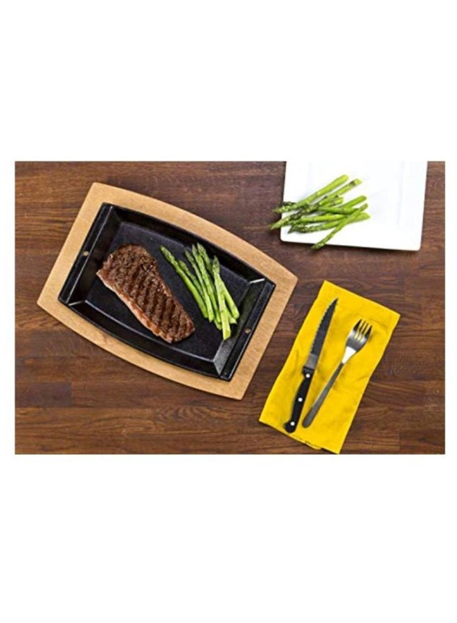 2-Piece Chef Tray Set Black/Beige Platter 11.5x7.75, Underliner 13.5x10inch