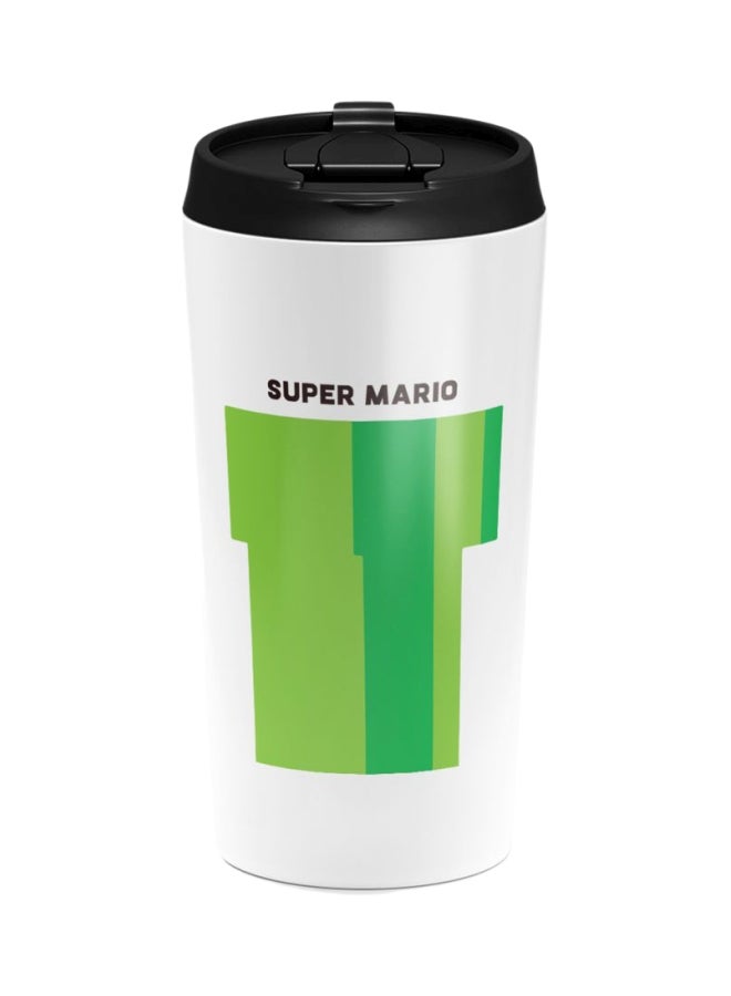 LOUD UNIVERSE Stainless Steel Travel Tumbler With Acrylic Lid White/Green 12x8x8cm 
