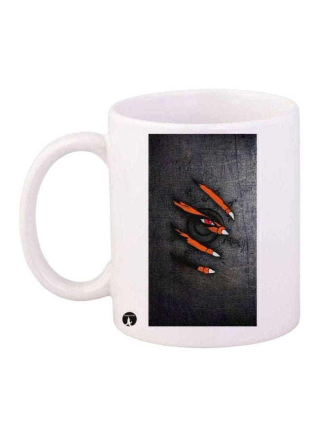 مج مطبوع بشخصية الإنيمي هامتارو أبيض/ أسود/ برتقالي