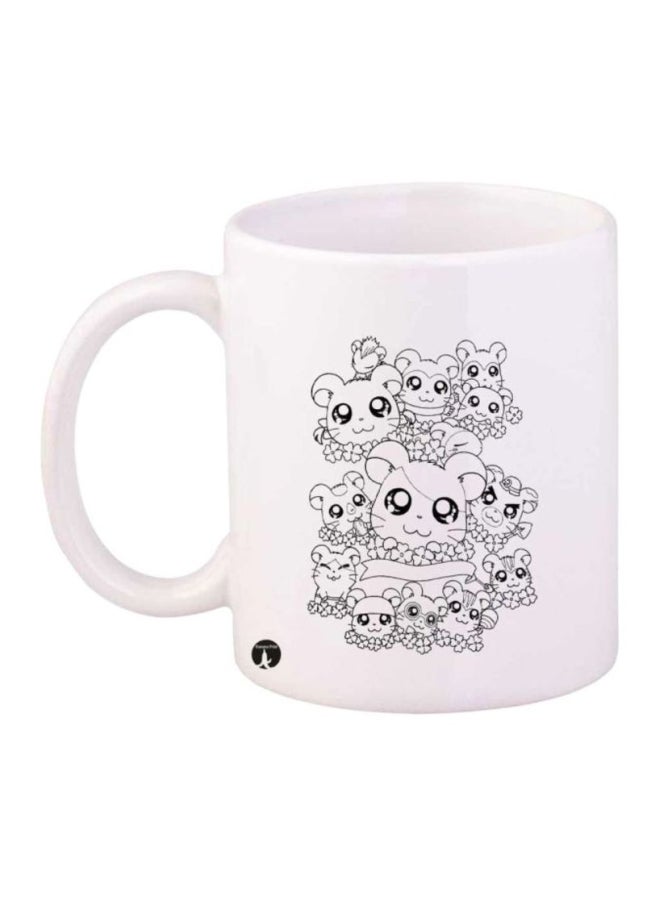 بي بي كوب مطبوع بشخصية الإنيمي هامتارو أبيض/ أسود