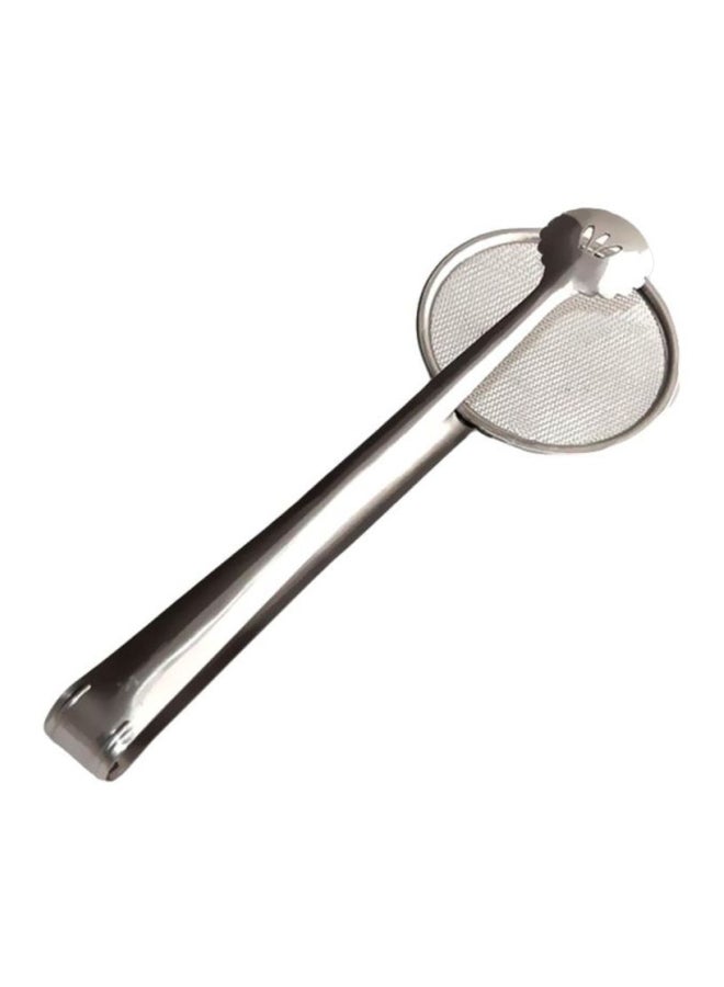 2-In-1 Strainer Tongs Silver One Size