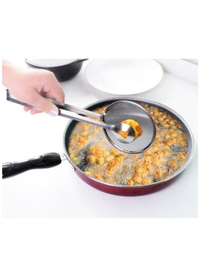2-In-1 Strainer Tongs Silver One Size
