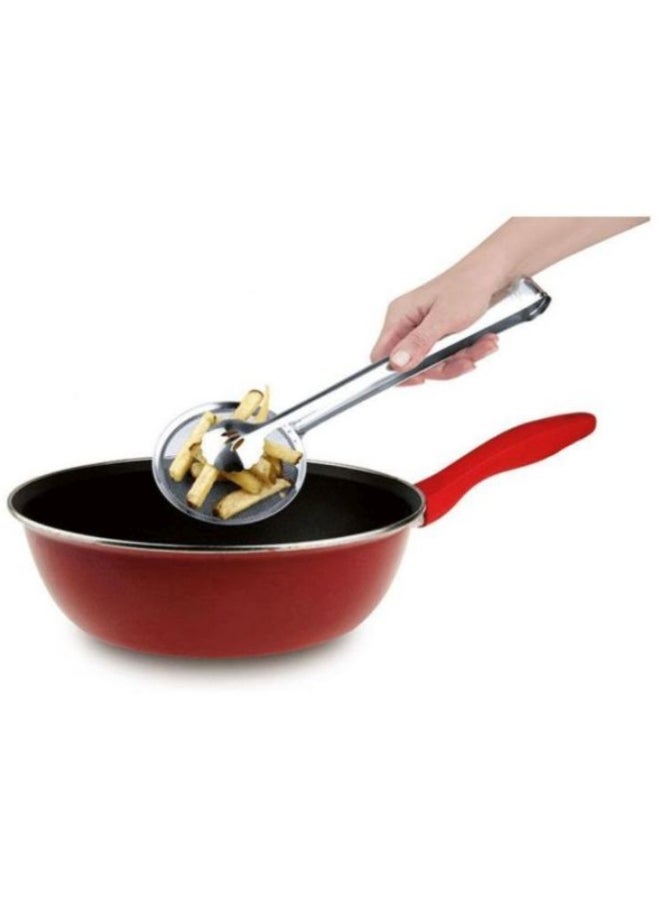 2-In-1 Strainer Tongs Silver One Size