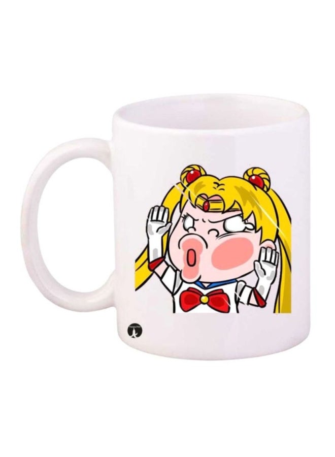 BP Sailor Moon Printed Coffee Mug White/Yellow/Red