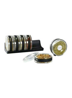 AS SEEN ON TV 6-Piece Cylinder Spice Container With Rack Clear/Black  - Image 2