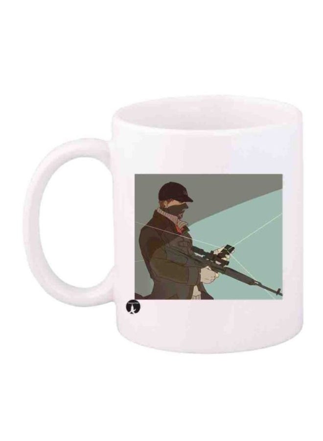 Watch Dogs Video Game Character Printed Mug White/Grey/Blue